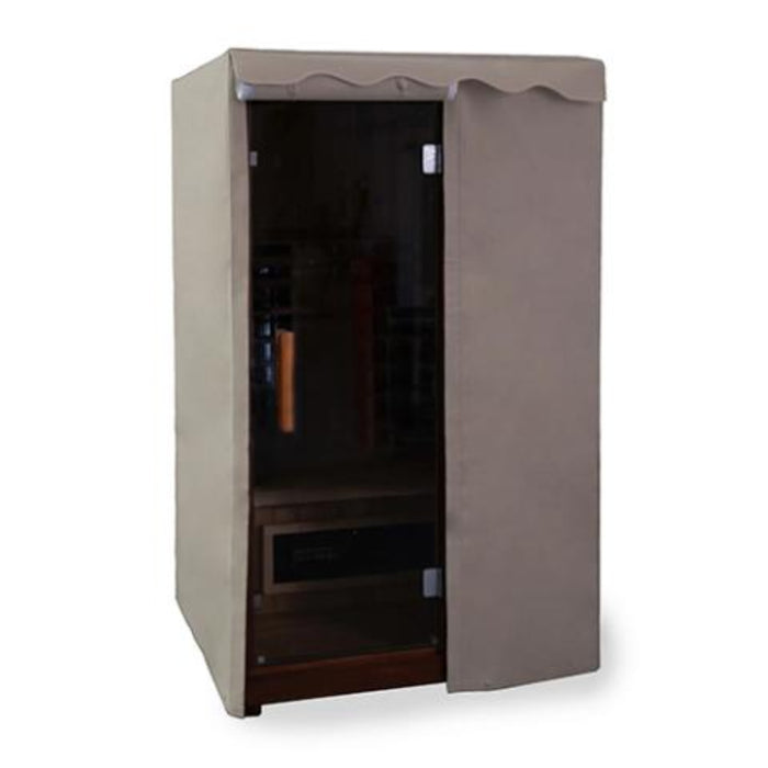 finnmark designs outdoor sauna cover open