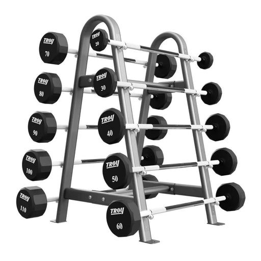 12-Sided Fixed Urethane Barbell Set with Horizontal Barbell Rack