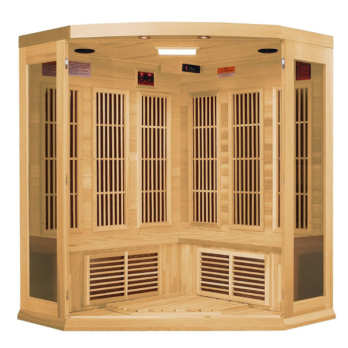 3-Person Corner FAR Infrared Sauna Carbon Low EMF MX-K356-01 Interior