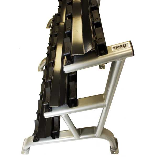 3-Tier 15 Pair Horizontal Dumbbell Saddle Rack Angled Tiers