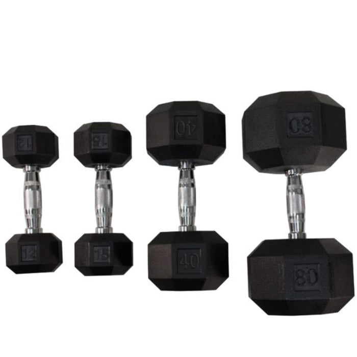 5lb to 100lb 8-Sided Rubber Encased Dumbbell Set