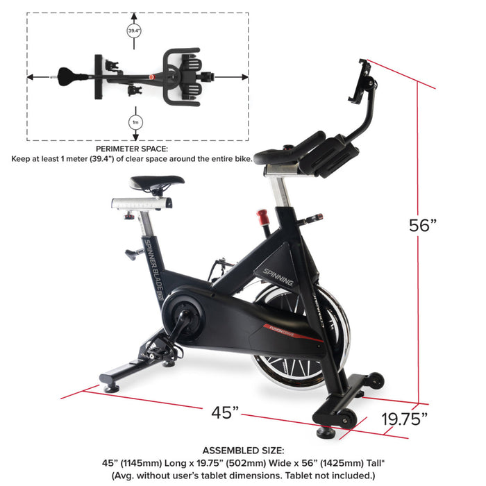 Blade ION Spinner® Bike with SpinPower Crank Dimensions