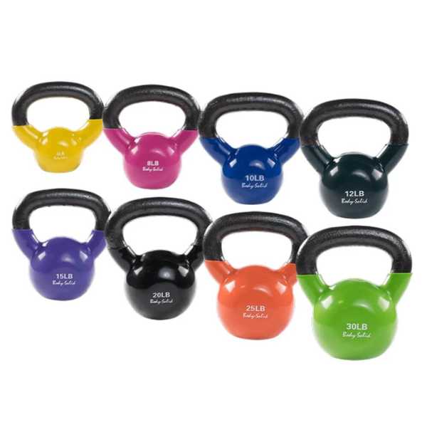 Body-Solid 5-30LB Vinyl Coated Kettlebell Sets