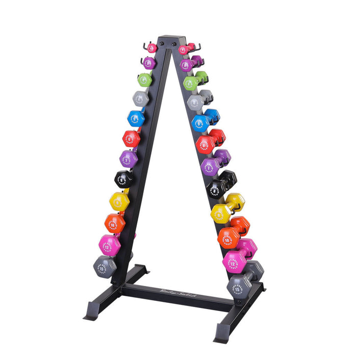 Body Solid GDR24B VPACK12 Pair Vinyl Dumbbells With Rack Home Gym