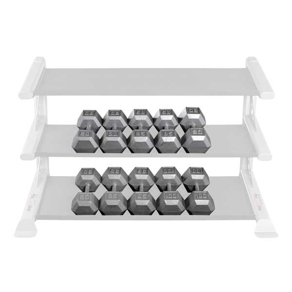 Body-Solid Hex Dumbbell Sets In A Rack