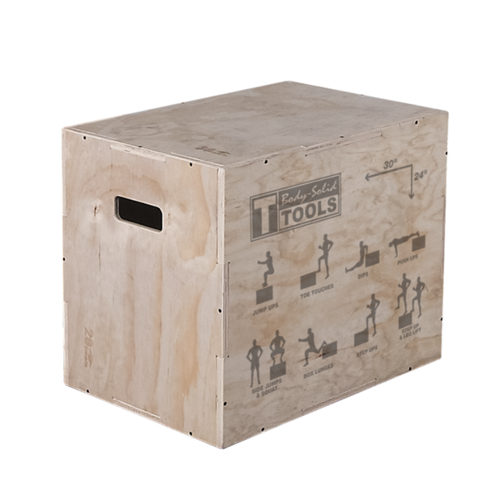 Body Solid Tools BSTWPBOX 3-in-1 Wooden Plyo Box
