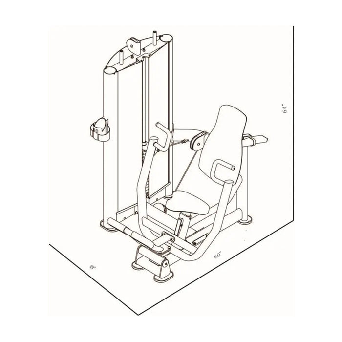 BodyKore Selectorized Chest Press-GR601 Dimensions