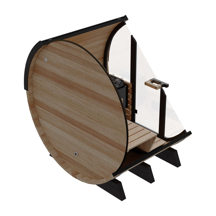 Finnmark 4-Person Hybrid Outdoor Infrared & Traditional Thermo-Aspen Barrel Sauna | FD-7