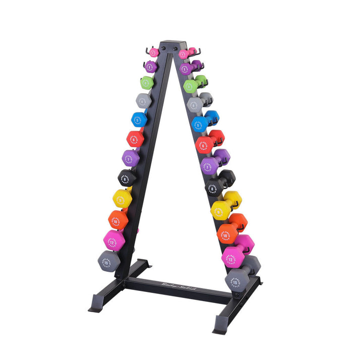 GDR24B VPACK12 Pair Vinyl Dumbbells With Rack By Body Solid Weights