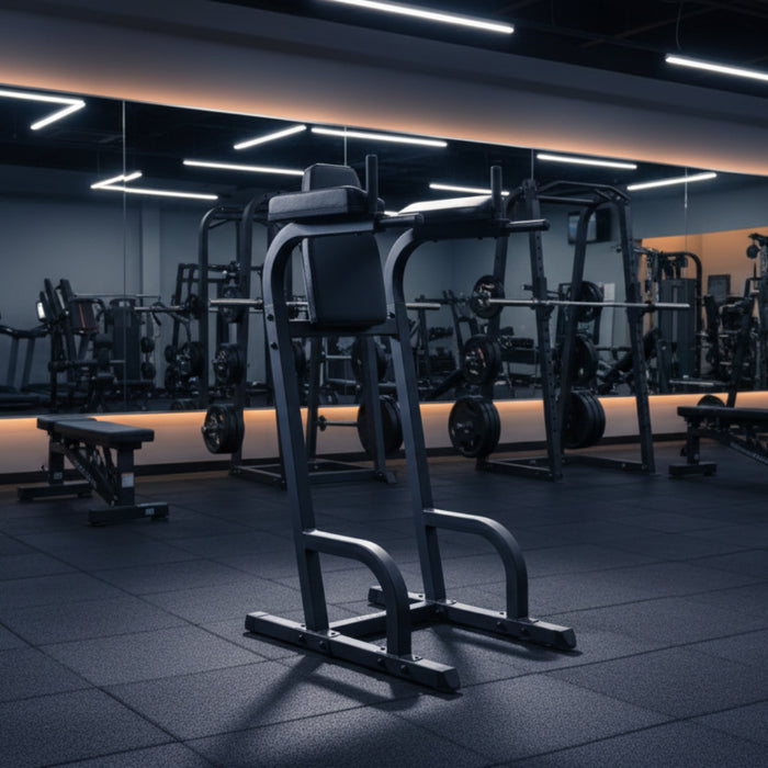 GVKR60B Vertical Knee Raise Dip Machine Angled View