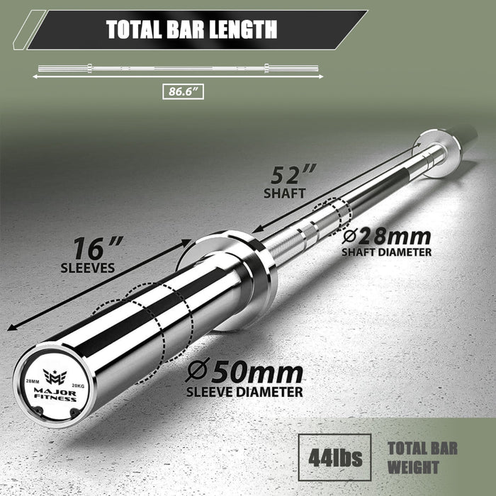 Major Fitness Knurled Grip 7FT Olympic Bar