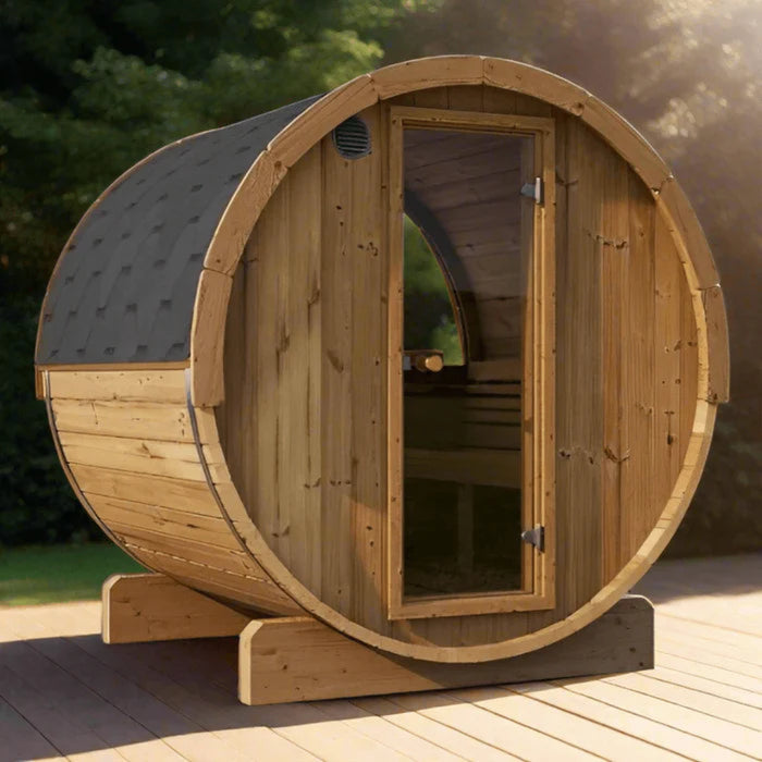 SaunaLife E7G 4-Person Barrel Sauna