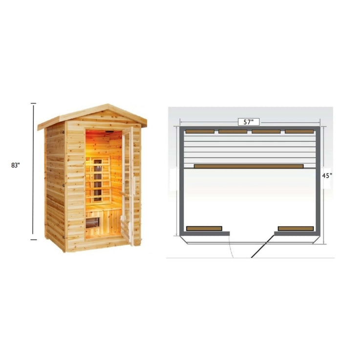 Sunray 2-Person Burlington Infrared Outdoor Sauna Dimensions