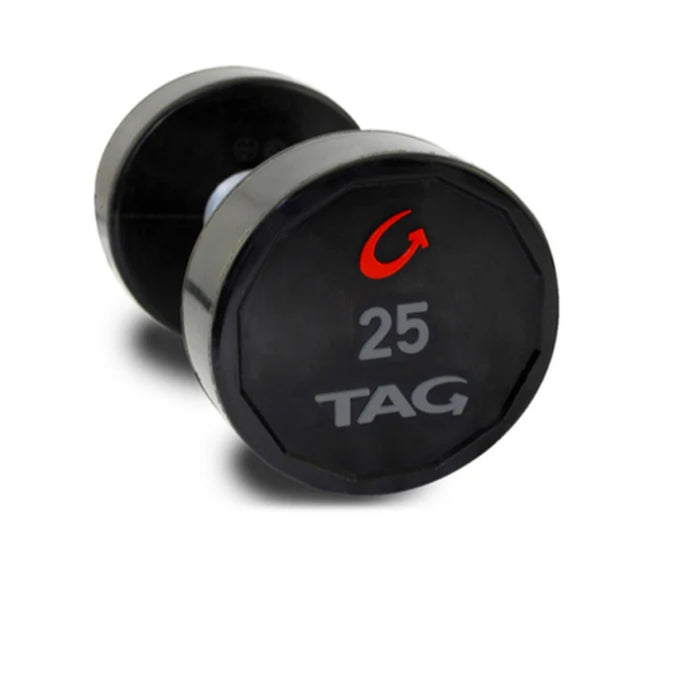 TAG Fitness Premium 8-sided Virgin Rubber 25LB Dumbbell