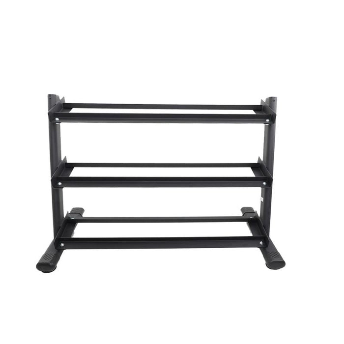 TKO 5-50lb Dumbbell Set with 3-Tier Rail Rack