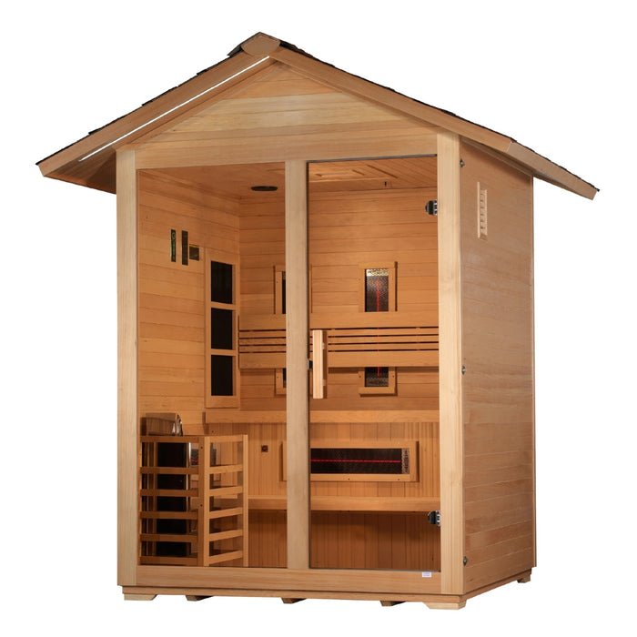 The Carinthia Golden Designs Hybrid Outdoor Sauna for 3 Person