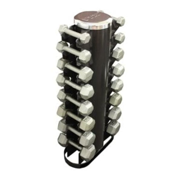 Troy USA Sports Iron Hex Dumbbells with Vertical Rack For Sale