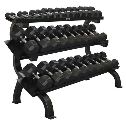 Troy VTX 5-75lb 8-Sided Rubber Dumbbell Set with 3-Tier Shelf Rack VERTPAC SDR75