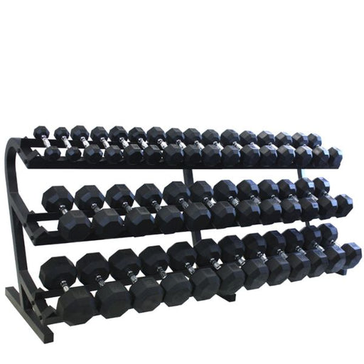 Troy VTX-8 Sided Rubber Encased Dumbbells with Rack