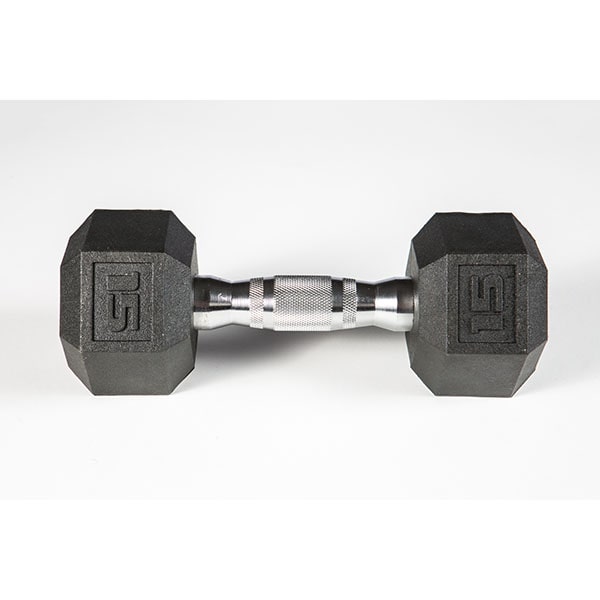 York Barbell 5-50lb Premium PVC Hex Dumbbell Set - Chrome Ergo Handle