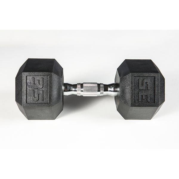 York Barbell 5-50lb Premium PVC Hex Dumbbell Set - Chrome Ergo Handle