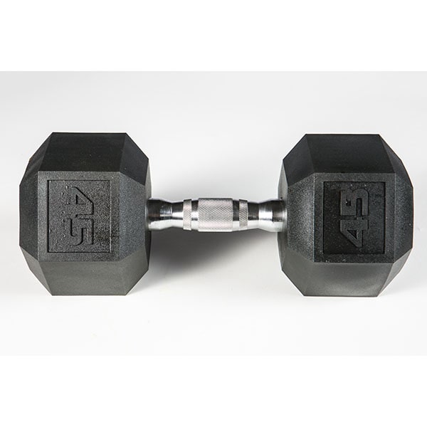 York Barbell 5-50lb Premium PVC Hex Dumbbell Set - Chrome Ergo Handle