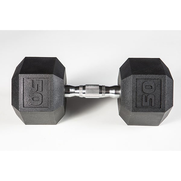 York Barbell 5-50lb Premium PVC Hex Dumbbell Set - Chrome Ergo Handle