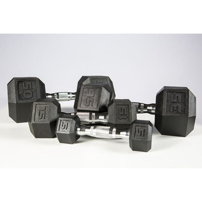 York Barbell 5-50lb Premium PVC Hex Dumbbell Set - Chrome Ergo Handle