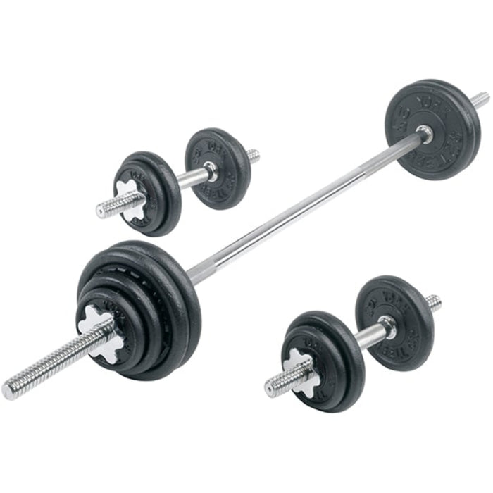 York Barbell Contour Cast Iron Spinlock Dumbbell / Barbell Set