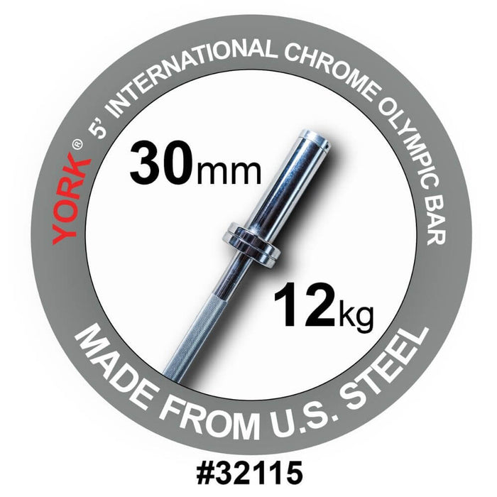 York Barbell 5' International Chrome Olympic Bar