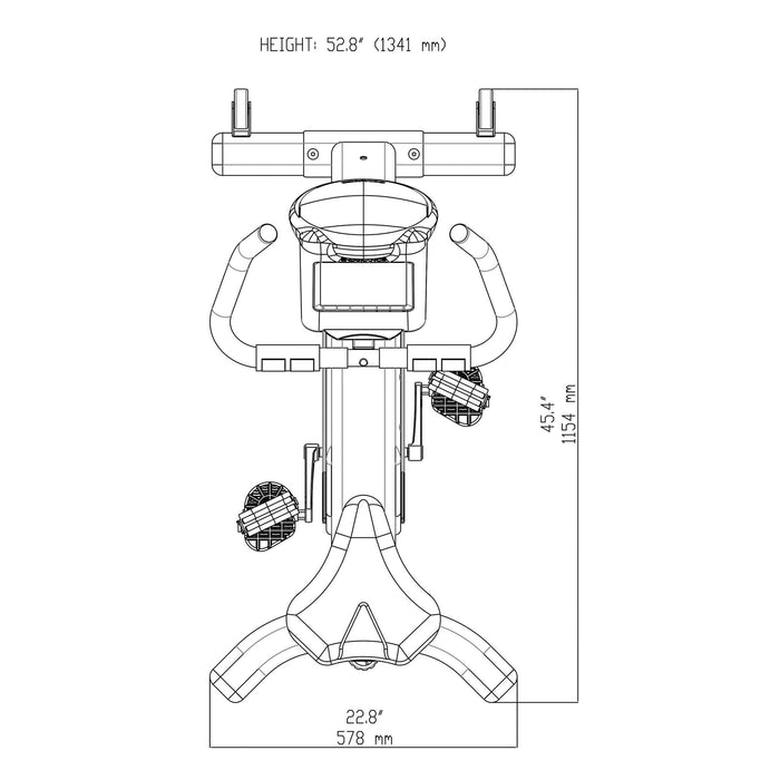 b4ub upright bike top view dimensions