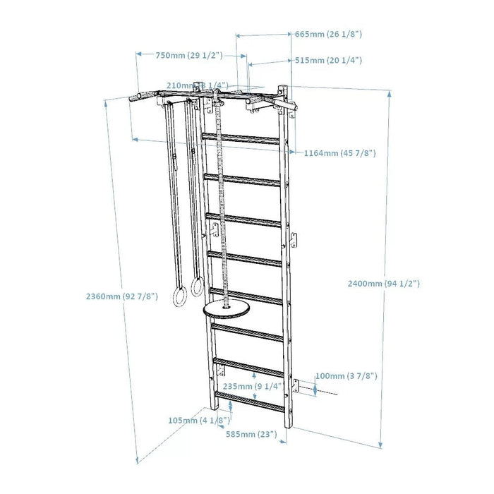 BenchK Wall Bars With Accessories 721B + A076