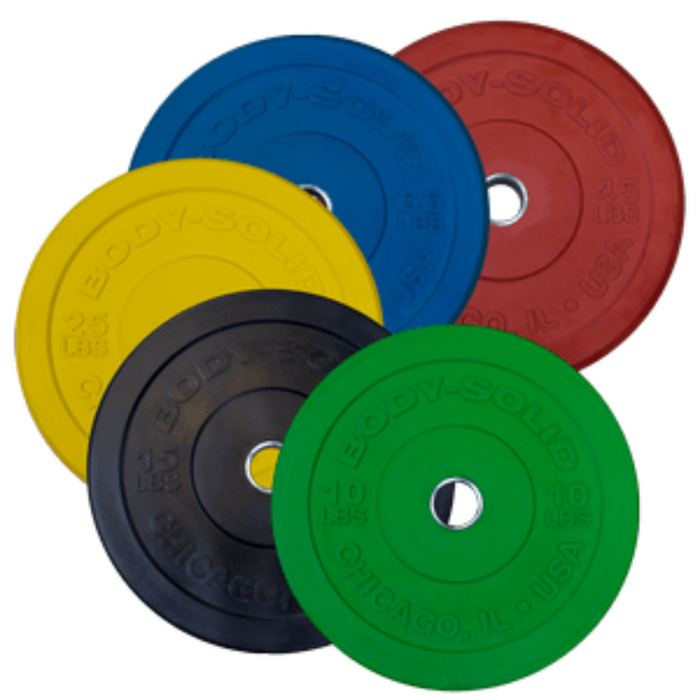 Body Solid 260Lb Chicago Extreme Bumper Plate Set With Barbell