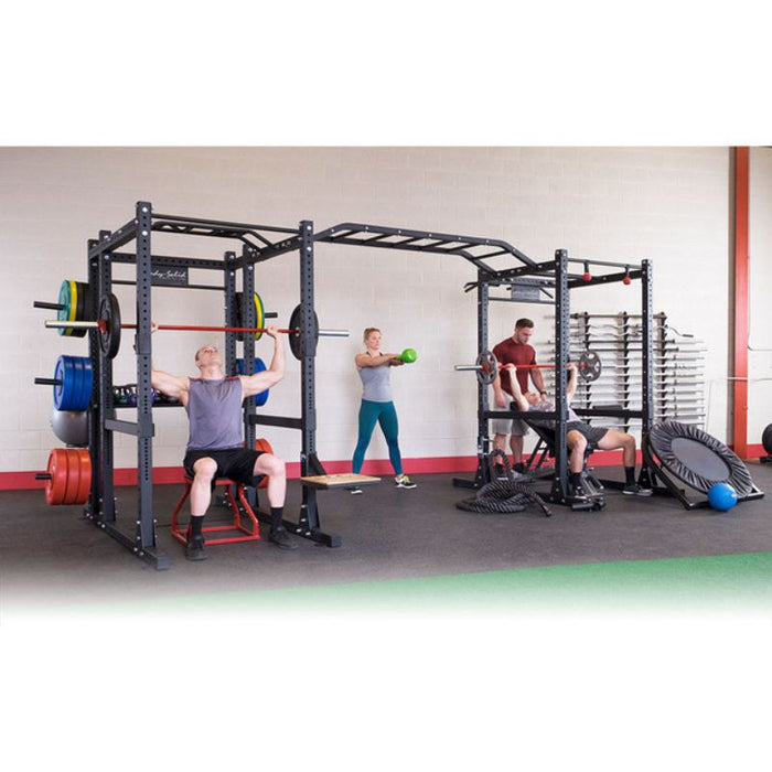 Body-Solid Pro Clubline Double Power Racks with Rear Extensions and Monkey Bars with Safety Straps SPR1000SSDBBack