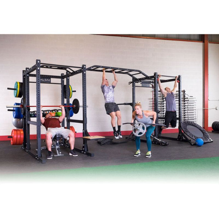 Body-Solid Pro Clubline Double Power Racks with Rear Extensions and Monkey Bars with Safety Straps SPR1000SSDBBack
