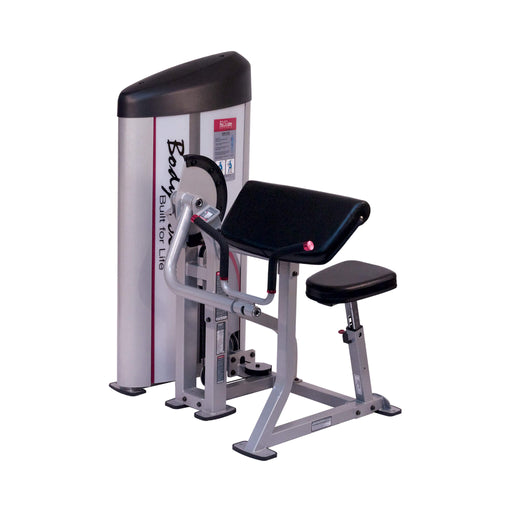 body solid pro clubline s2ac arm curl machine corner view