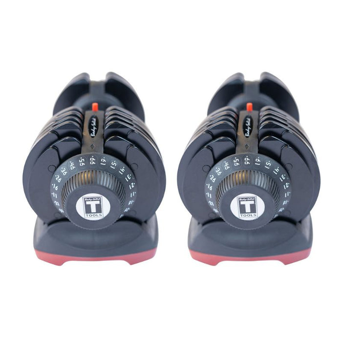 body-solid tools sdbx132 adjustable dumbbell pair dial view