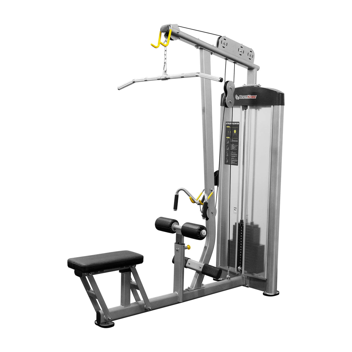 bodykore isolation series lat pulldown low row gr638 silver frame