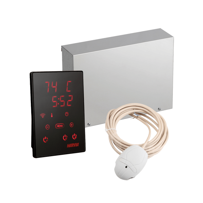 Harvia Xenio Club/Spirit/Cilindro/Virta Digital Sauna Heater Control w/ WiFi and Power Unit and Temp/Humidity Sensor Kit | CX30-U1-U3-XW / CX45-U1-U3-XW