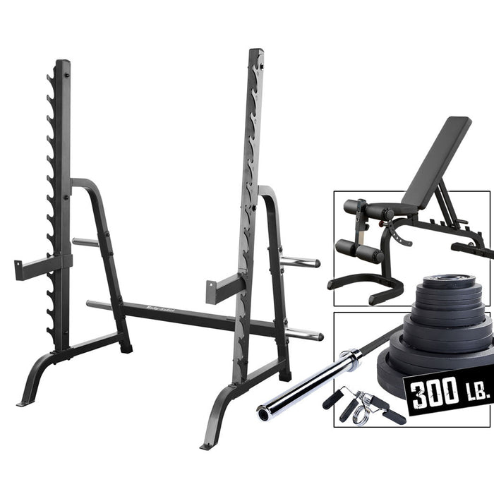 Body-Solid Olympic Press Rack Package with Bench and Weight Set - GPR370BP8