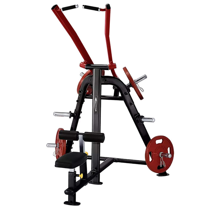 steelflex plla plate loaded lat pulldown machine corner view