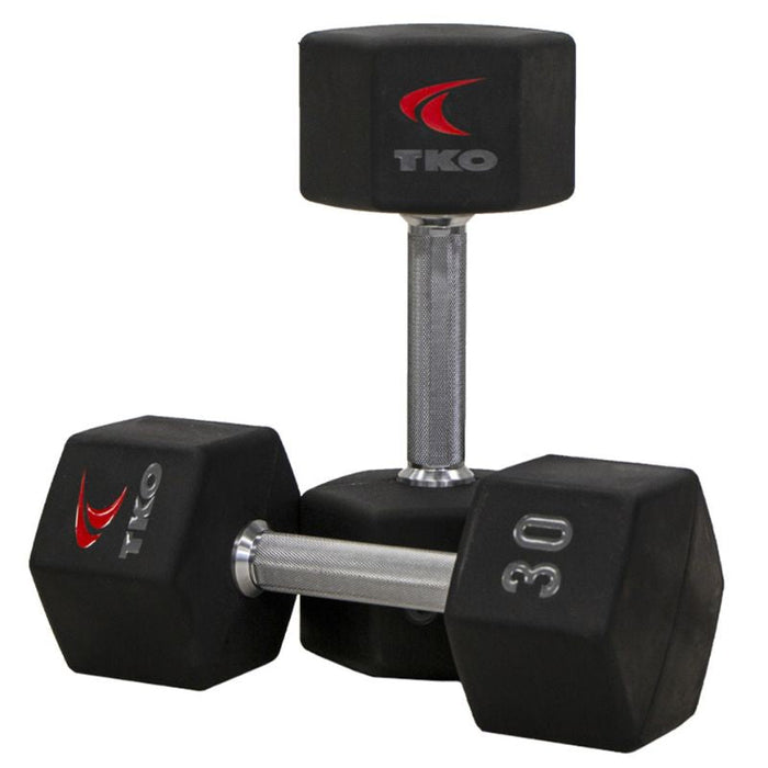 TKO 10-Pair Tri-Grip Urethane Hex Dumbbell Set with Rack