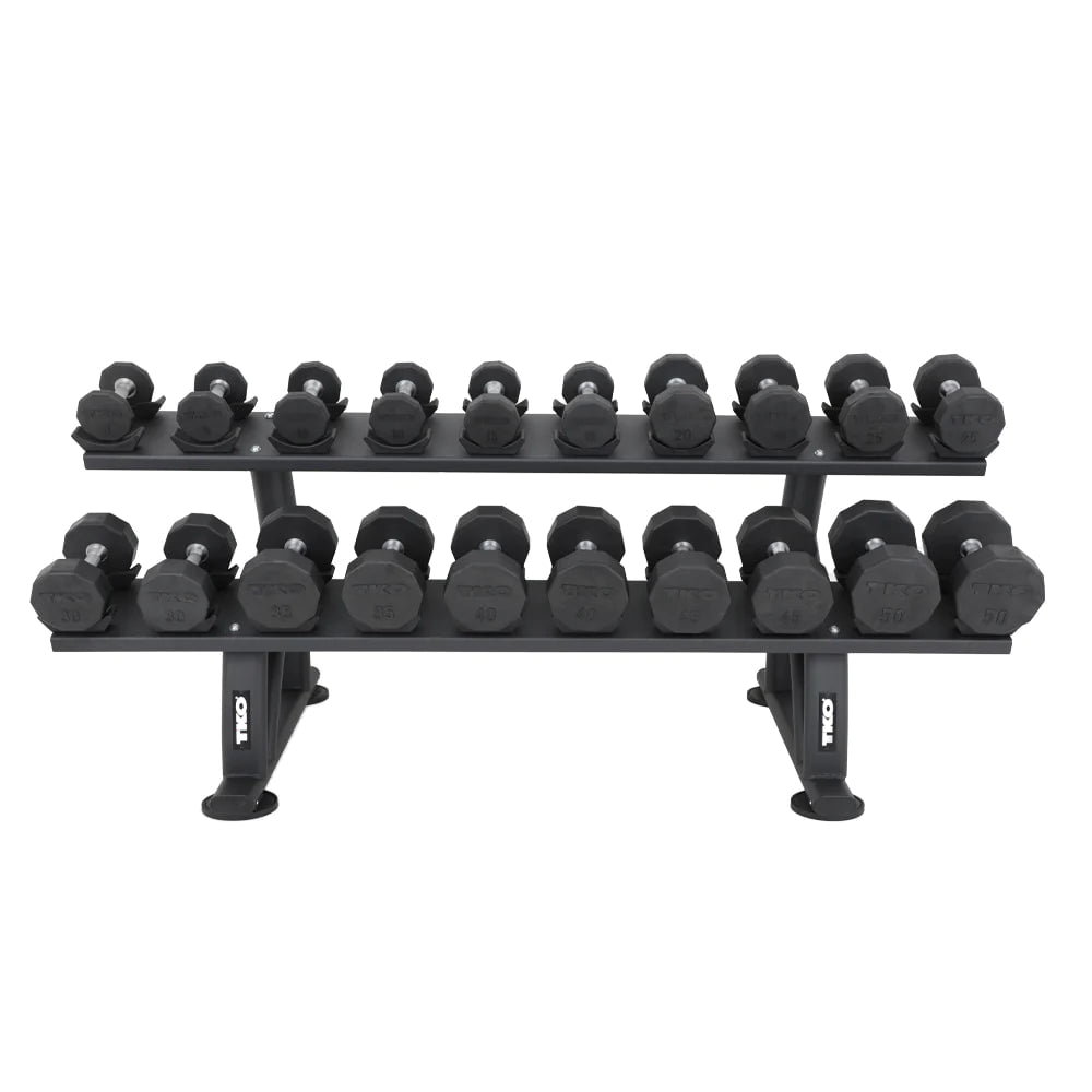 Pair Dumbbell Tko Dumbbell Rack TKO 10-Sided Rubber Dumbbell