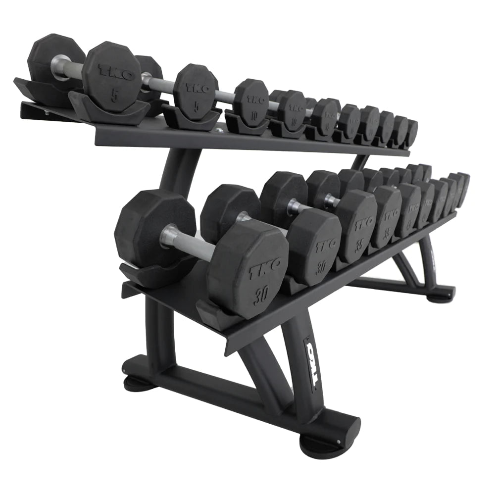 TKO 5-50 Lb. Set With Vertical Dumbbell Rack