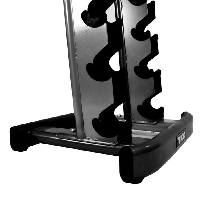 TKO 5-50lb Tri-Grip Rubber Hex Dumbbell Set with Vertical Rack