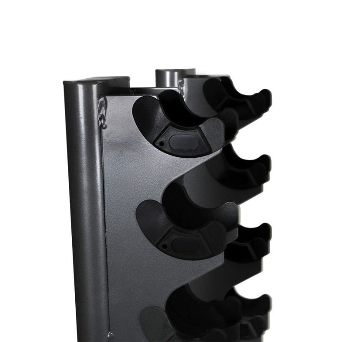 TKO 5-50lb Tri-Grip Rubber Hex Dumbbell Set with Vertical Rack