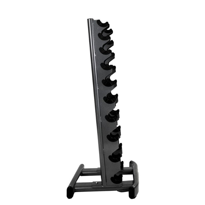 TKO 5-50lb Tri-Grip Rubber Hex Dumbbell Set with Vertical Rack