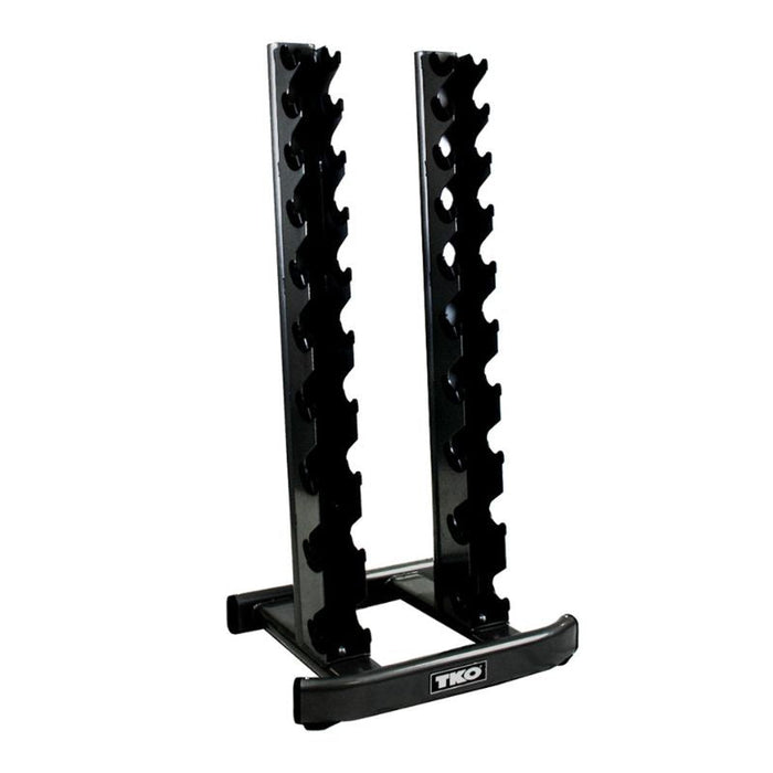 TKO 5-50lb Tri-Grip Rubber Hex Dumbbell Set with Vertical Rack