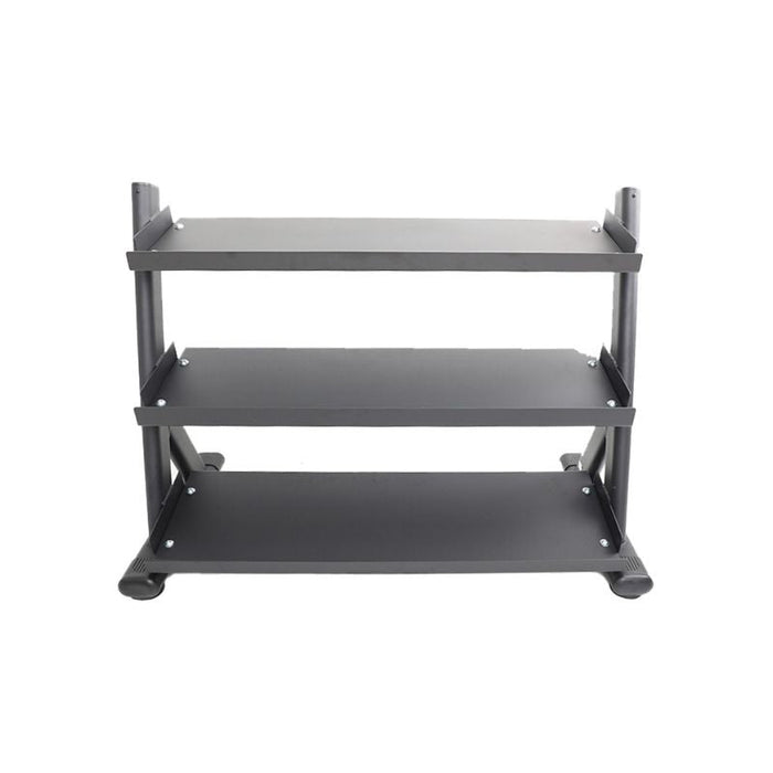 TKO 5-50lb Tri-Grip Rubber Hex Set with 3-Tier Tray Rack