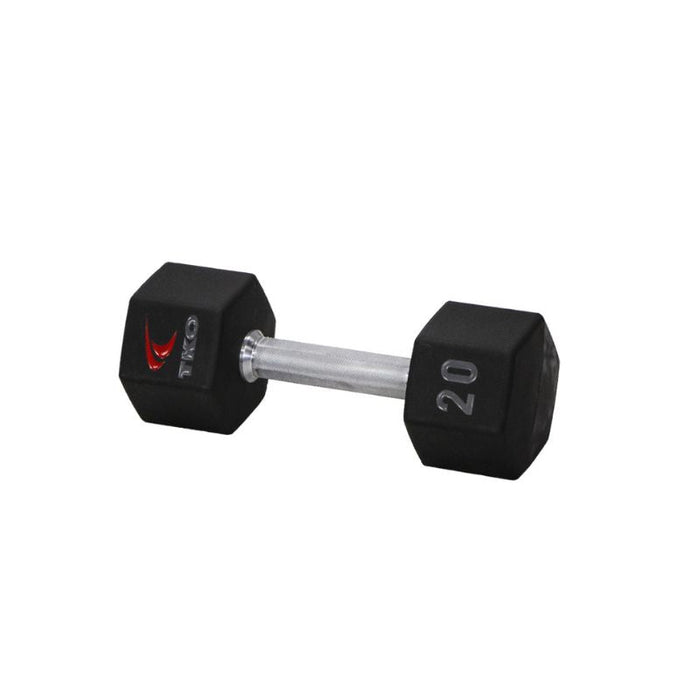 TKO 5-50lb Tri-Grip Urethane Hex Dumbbell Set with 3-Tier Rail Rack